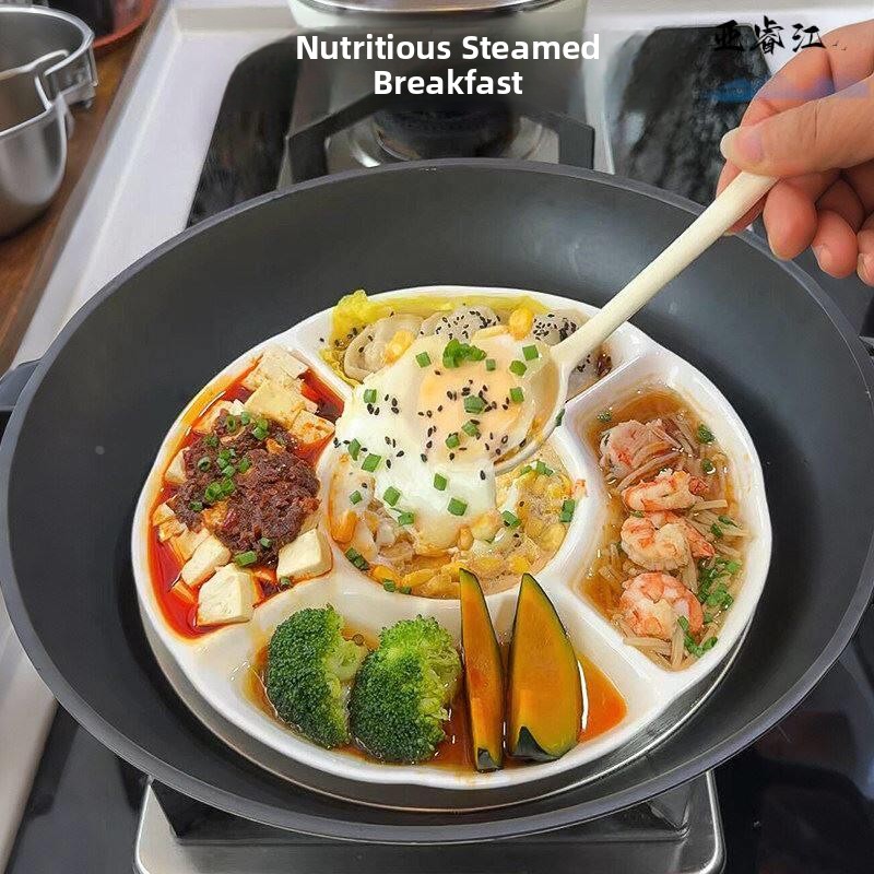 Baby Food Steamer Baby Safe - Five-Compartment Ceramic Dinner Plate Microwave Safe