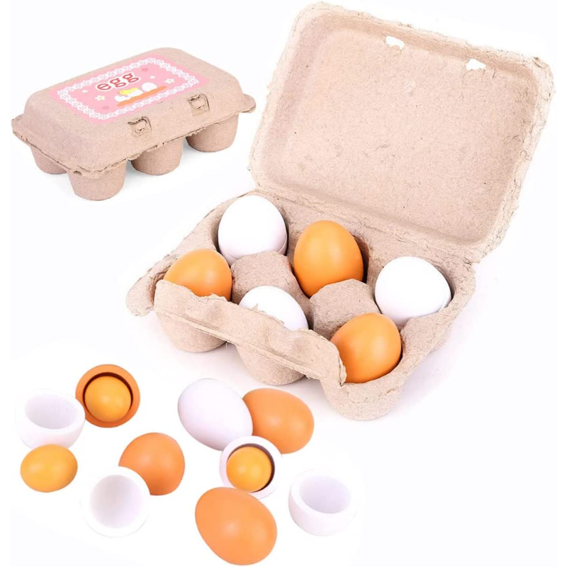 6pcs Wooden Eggs Toy Egg Kitch - Baby Food Quantity recensie en prijs